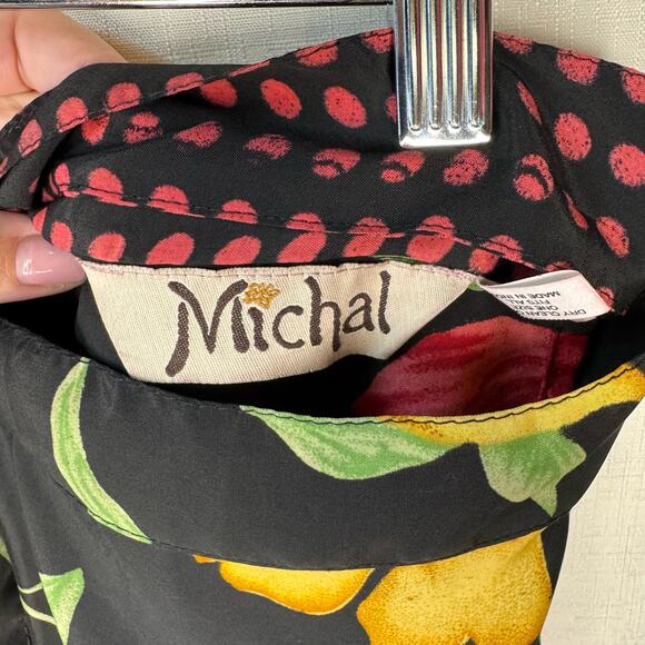 MICHAL Floral Midi Wrap Skirt Size M Black Red Romantic Feminine Ruffles Flowy - Picture 3 of 9